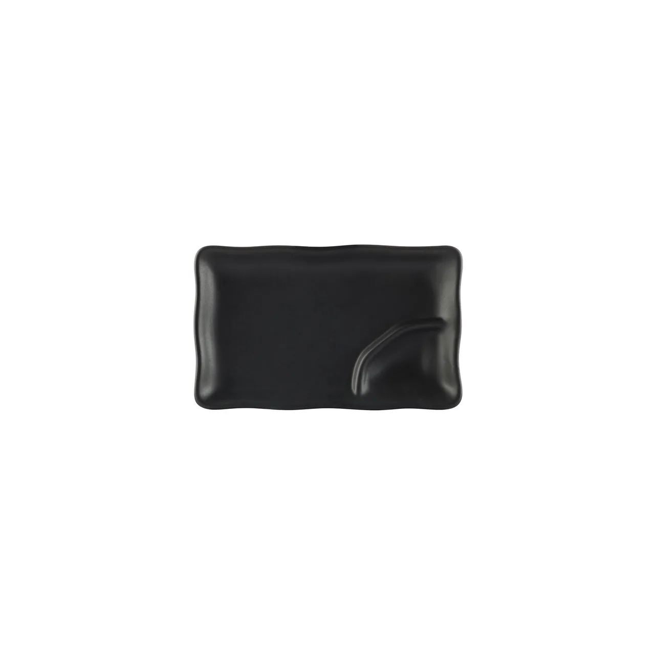 CAC China 666-77-BLK Japanese Plate, 8" x 4" x 1-1/4", 2-Compartment, Stoneware, Black, 1 Dozen