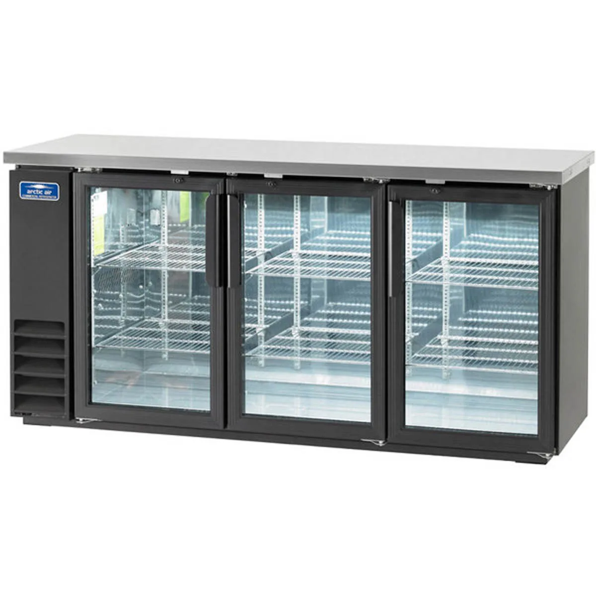 Arctic Air ABB72G 73" 3 Glass Swinging Door Back Bar Cooler, 20.7 cu. ft., 84x6-pk 12oz. Cans