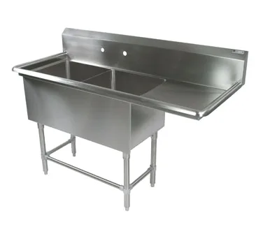 John Boos 42PB24-1D24R 76" Two Compartment Sink, 24"W x 24"L Bowl With Right-Hand Drainboard