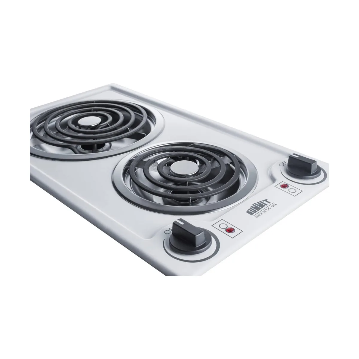 Summit CCE225WH 12" Electric Radiant Cooktop w/ (2) Spiral Burners, Manual Controls, White Porcelain, 1.625 kW, 230v