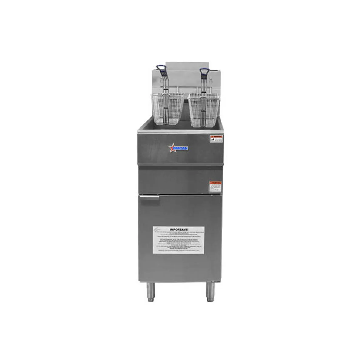 Omcan USA 43422 Full Pot Floor Model LP Gas Fryer, 35-40 lbs, 90.000 BTU