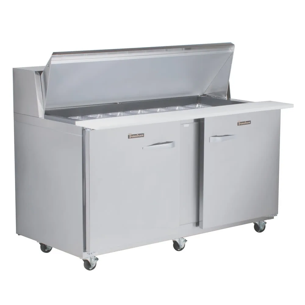 Traulsen UPT6024-LR-SB 60" Two Section Sandwich Salad Prep Table w/ 2 Stainless Steel Doors, 24 Pans, Stainless Steel Exterior, Aluminum Interior
