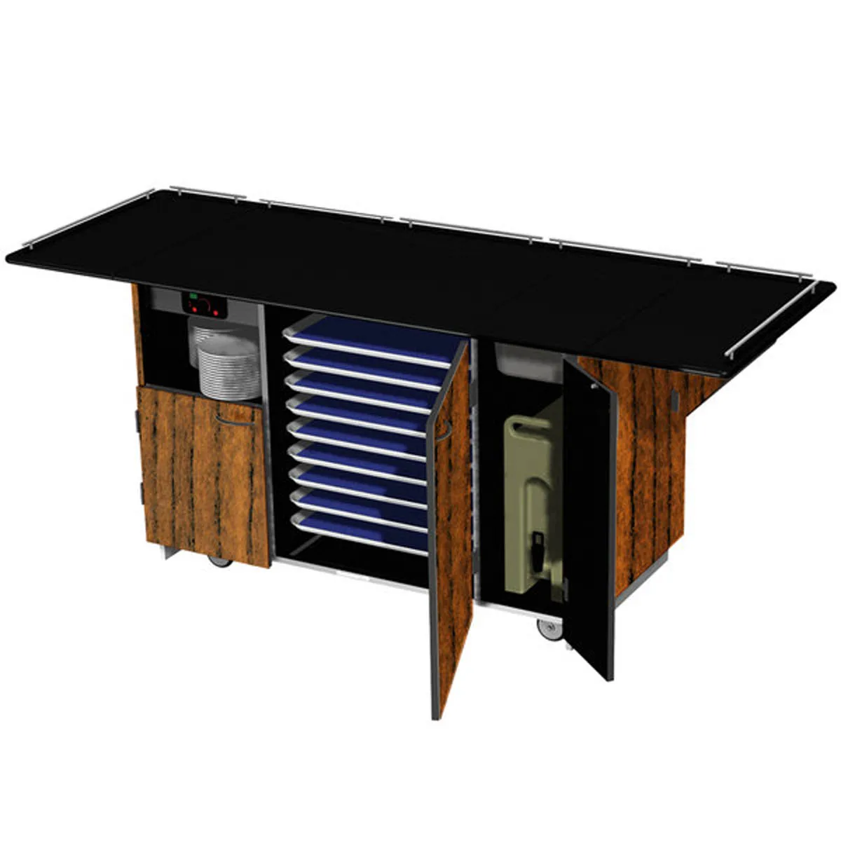 Lakeside 6855 99" Mobile Modular Breakout Dining Station, Enclosed Base w/ Storage, (3) Interior Compartments