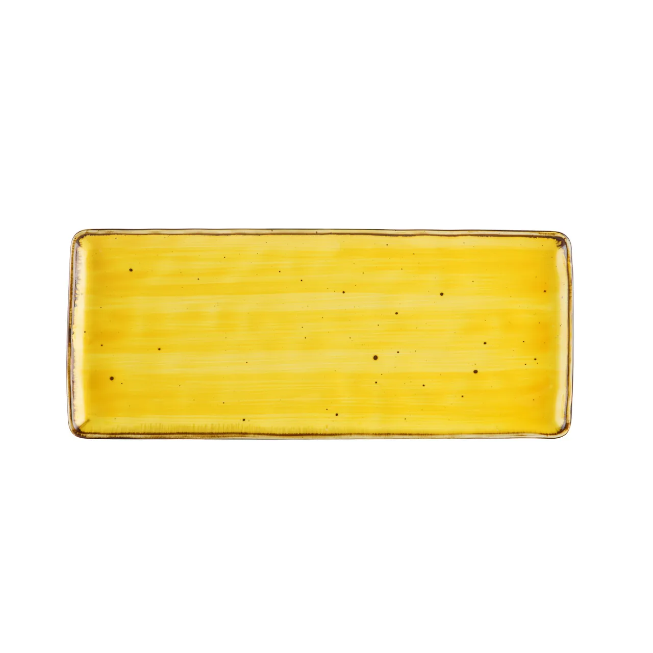 CACChina TUS-RT41-SFL 14" L x 6" W x 1/2" H Rectangular Porcelain Sunflower Platter - Dozen