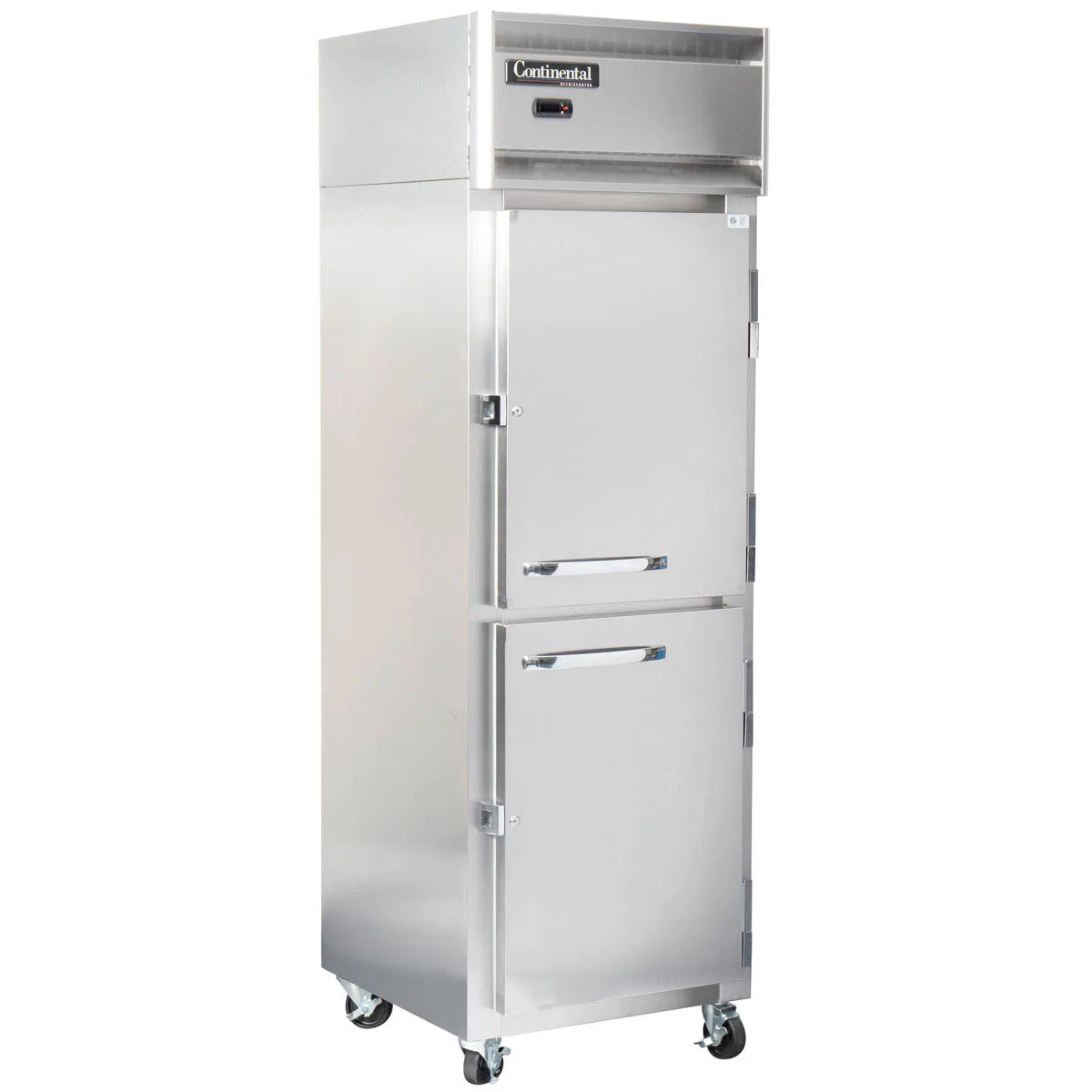 Continental Refrigerator D1RSNSSHD 26" 1-Section Reach-In Refrigerator w/ 2 Half Solid Doors, All Stainless Steel, 16 cu. ft.