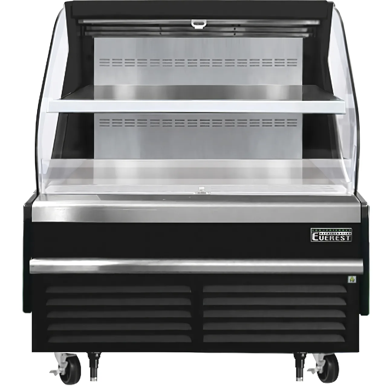 Everest EOMH-48-B-35-T 48" Horizontal Open Air Merchandiser in Black, 1 Shelf, Open Curved, 9.7 cu. ft.