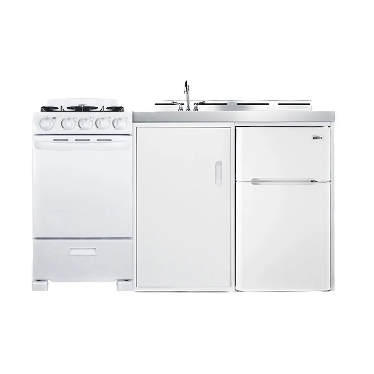 Summit ACK60GASW All-in-One Combo Kitchen, 58.63"W x 23.63"D x 42"H, with deep drawn sink