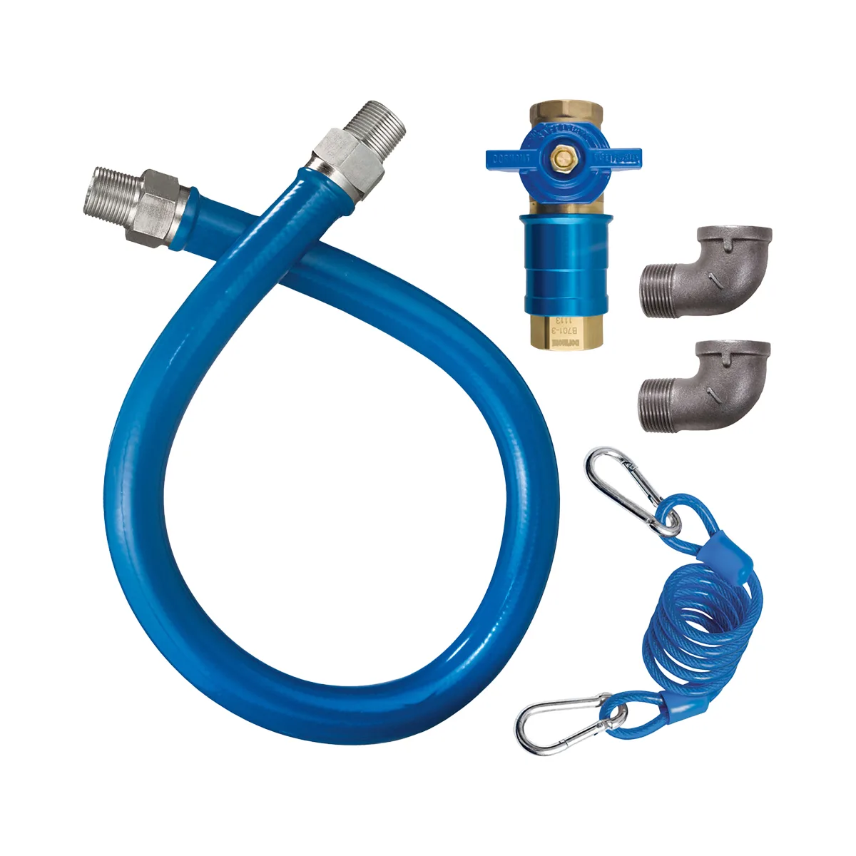 Dormont 1650KITCF72 Deluxe Safety Quik 72" Gas Connector Kit, Two Elbows, Restraining Cable, 1/2" Dia