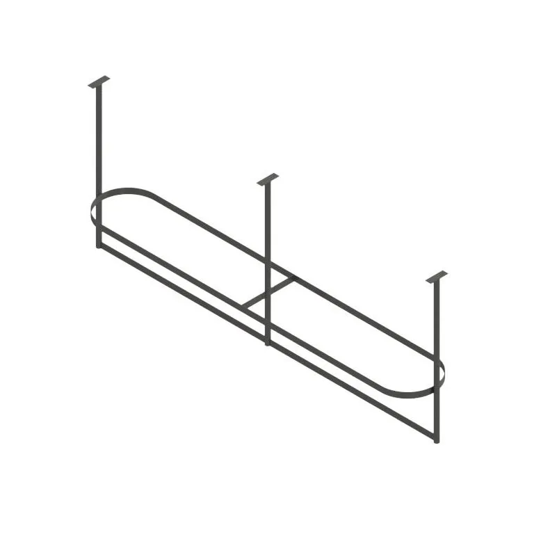 John Boos PRTC4A-C 103" Stainless Steel Triple Bar Ceiling Mounted Pot Rack with 27 Double Prong Hooks