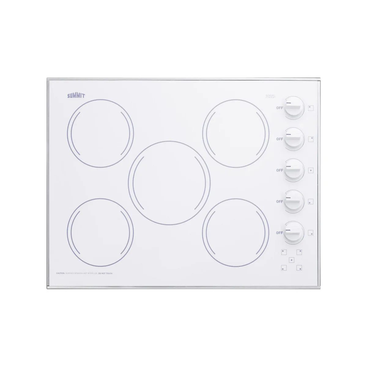 Summit CR5B274W 27" Electric Radiant Cooktop w/ (5) Burners, White Ceramic Glass, Manual Controls, 6.6 kW, 230v