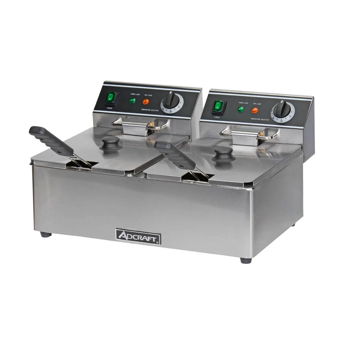 Adcraft DF-6L/2 Double Tank Countertop Electric Deep Fryer w/ 2 Fryer Baskets, 15 lb/hour Per Pot