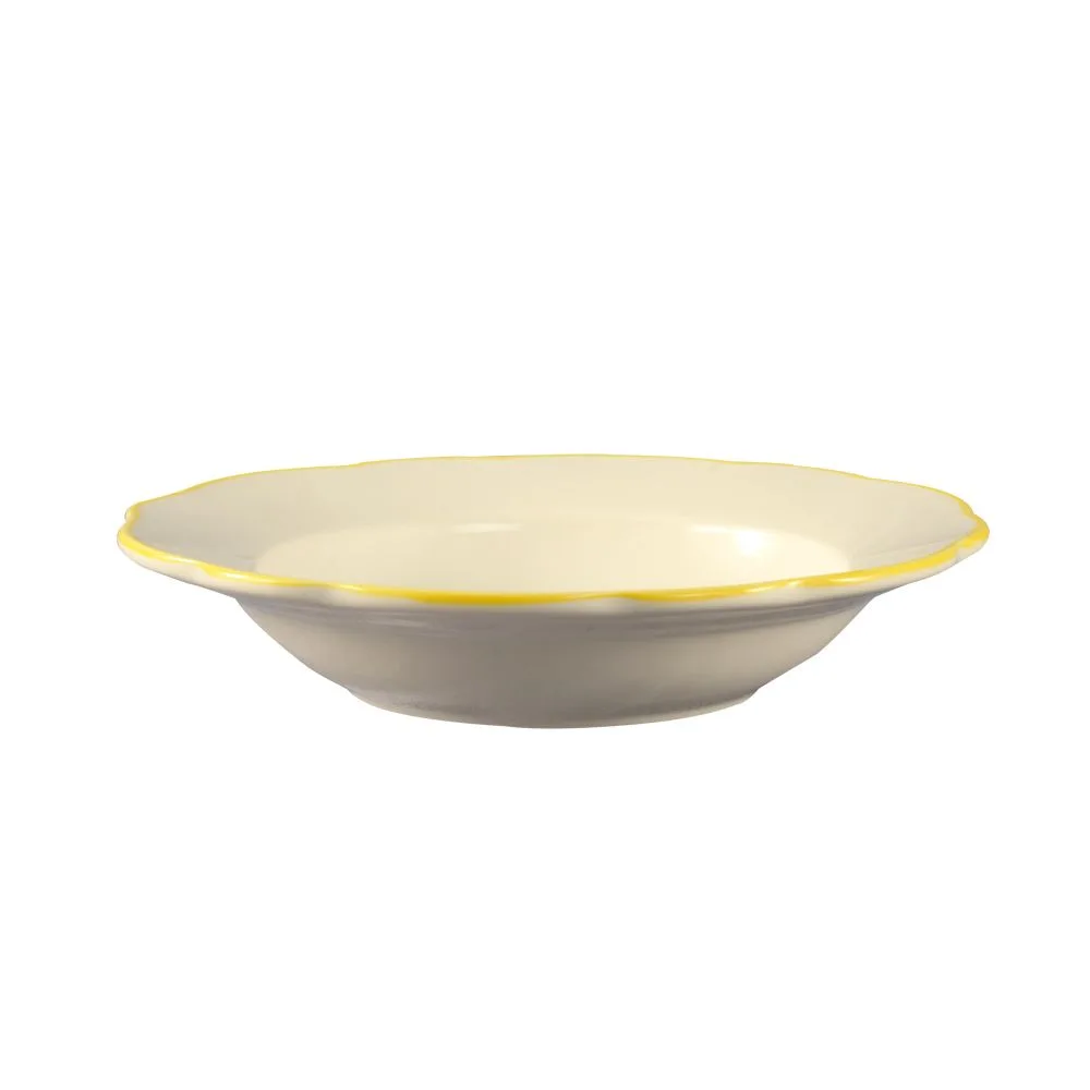 CAC China SC-120G - 12" 26oz Pasta Bowl, Gold Band Finish, 12" Diameter - 1 Dozen