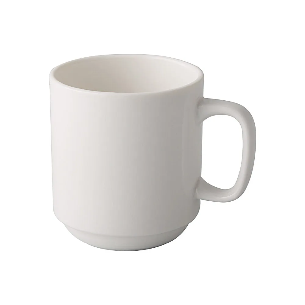 CAC China GW-PRM10 - 10 oz White Porcelain Mug, 3.25" Dia x 3.5" H, Stackable, Dishwasher Safe - 1 Dozen