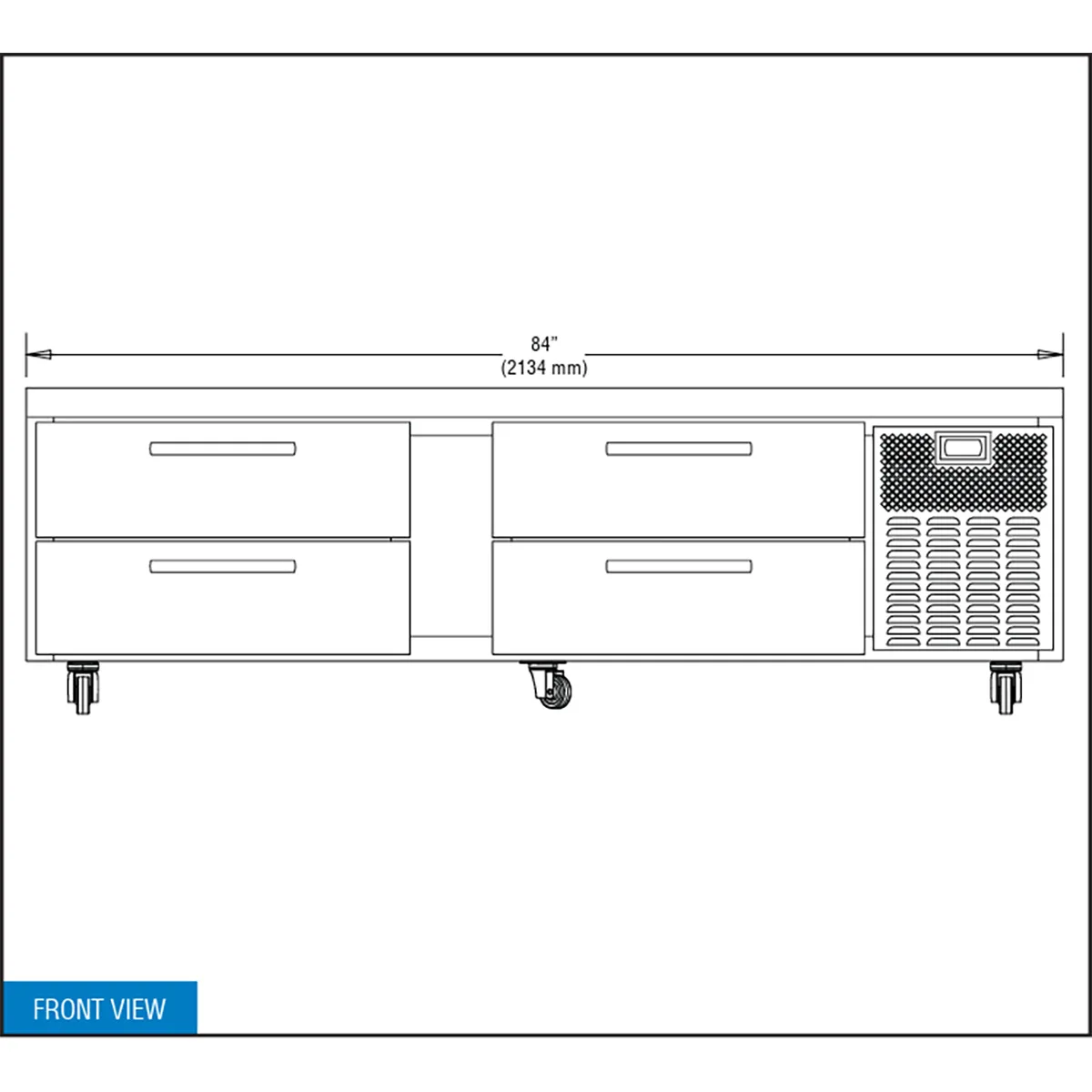 Continental Refrigerator D84GN 84" 4 Drawers Refrigerator Griddle Stand Chef Base w/ Marine Edge