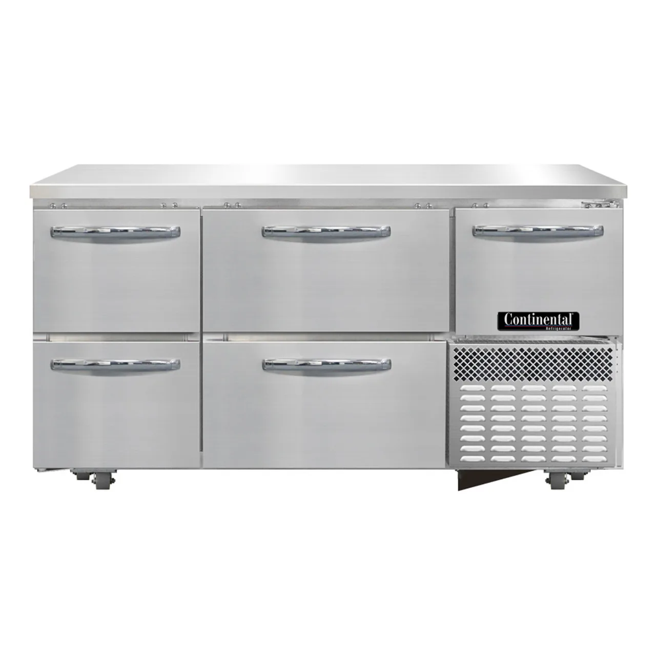 Continental Refrigerator RA60SN-U-D 60" Commercial Undercounter Refrigerator, 4-Drawer & 1-Half Door, 15 cu. ft.