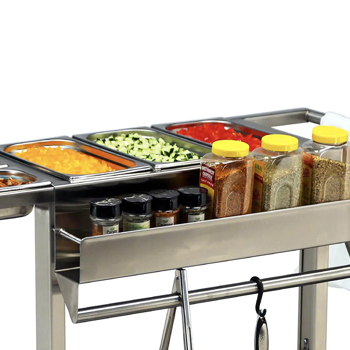Lakeside 140 Heavy-Duty Fully Welded Stainless Steel Tubular Mise En Place Cart w/ 2" Casters