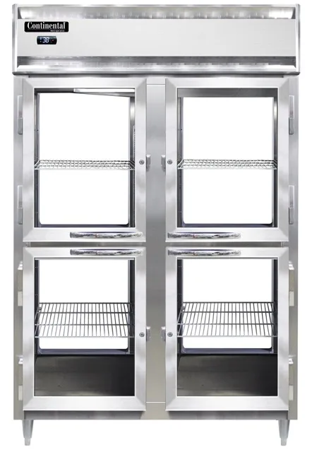 Continental Refrigerator D2RNSSPTHD-GD-GD 38" 2-Glass Door Pass Thru Refrigerator, 50 cu. ft., Top Mounted