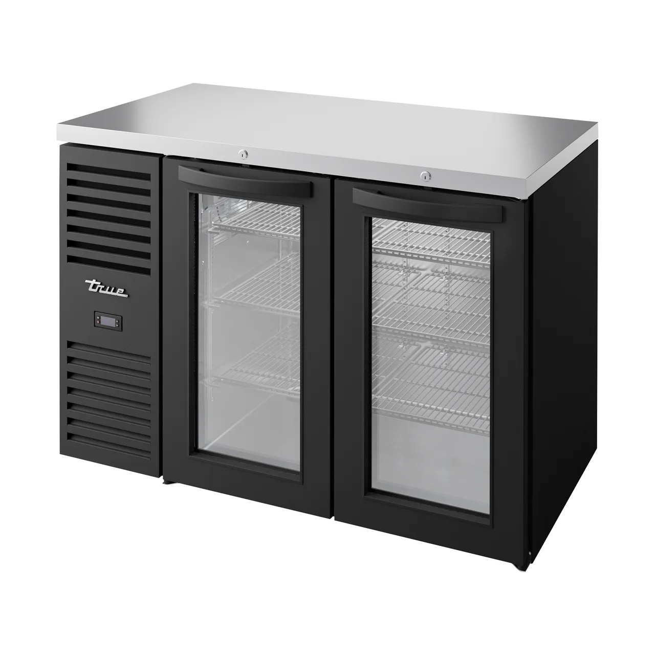 True TBR48-RISZ1-L-B-GG-1 48" Two Glass Swing Door Back Bar Refrigerator with LED Lighting