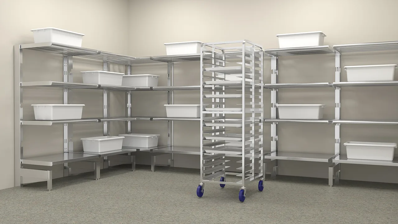 Winholt SCAST-2448-4-SU 4-Shelf Cantilevered T-Bar Starter Shelving Unit Kit - 24" x 48"
