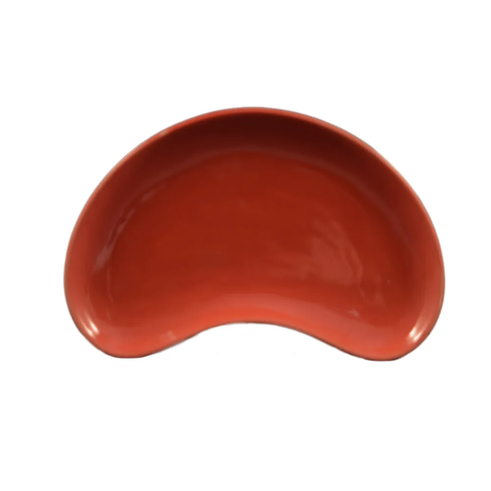 CAC China CRS-8-R Crescent Plate, 8-3/4" L x 5" W x 3/4" H, Red, Ceramic - Dozen