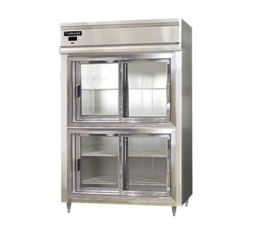 Continental Refrigerator D2RSNSASGDHD 52" 2-Section Reach-In Refrigerator w/ 4 Glass Sliding Half Doors, Stainless Steel Exterior, 32 cu. ft.