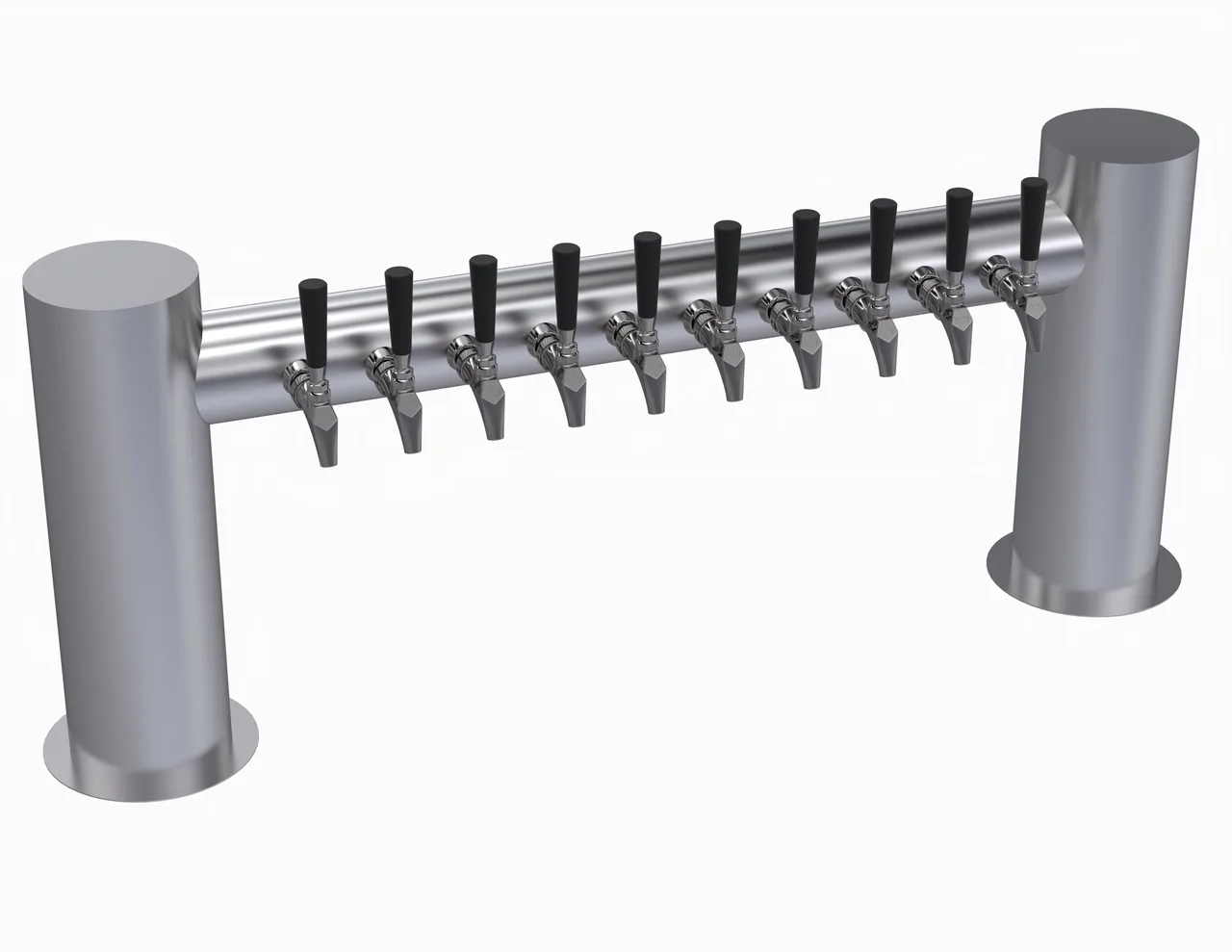 Krowne KMH-10S Beer Tower, 47" Flange, 2‑Column, Steel, Glycol‑Cooled, Ten Faucets (No Handles)