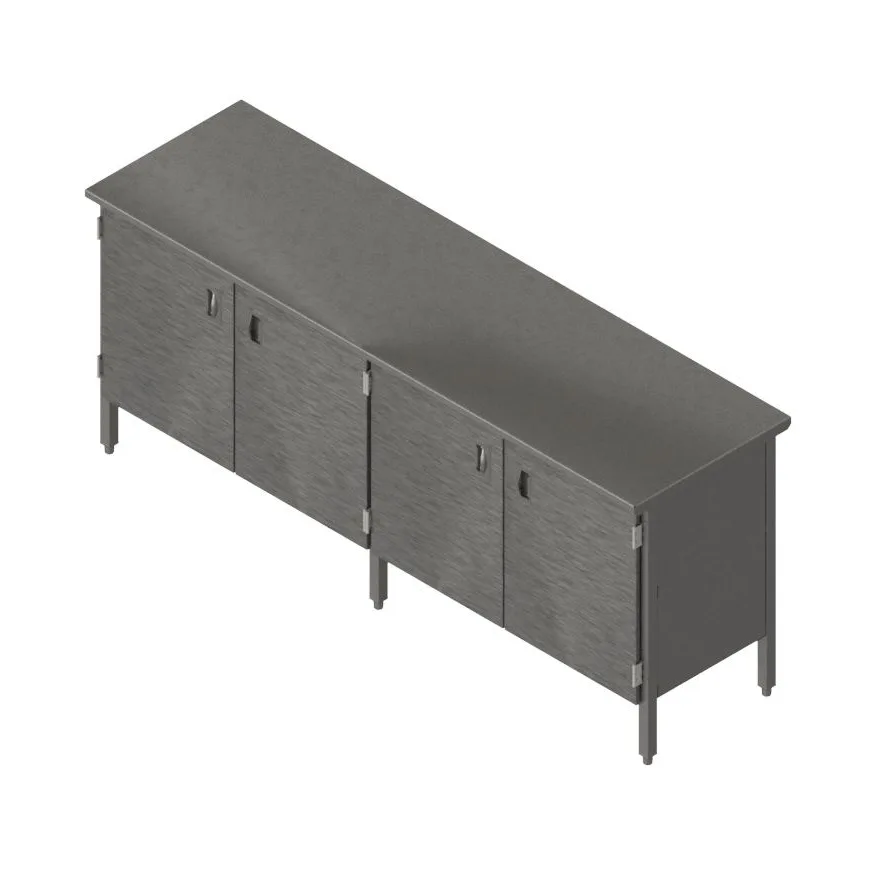 John Boos EBHS6-2496 96" Cabinet Base Hinged Doors Work Table, Flat Top / 16 Gauge Top