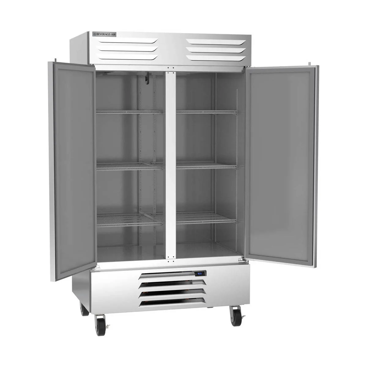 Beverage Air RB44HC-1S 47" Two-Section Reach-In Refrigerator w/ 2 Solid Doors, Bottom Mounted, Aluminum Interior, 44 cu. ft.
