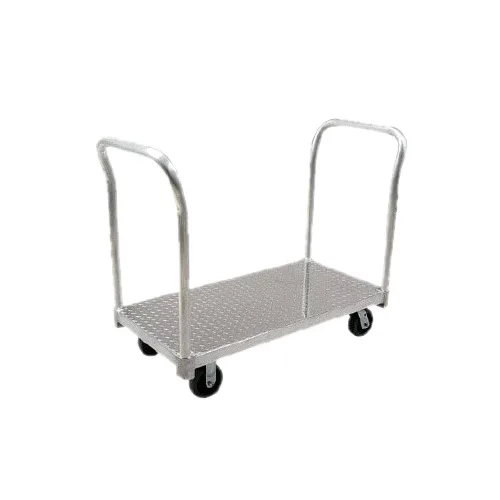 New Age PT2448P6 2600 lb Aluminum Platform Truck, 24"W x 48"L, Tread Plate Deck, Polyurethane Casters
