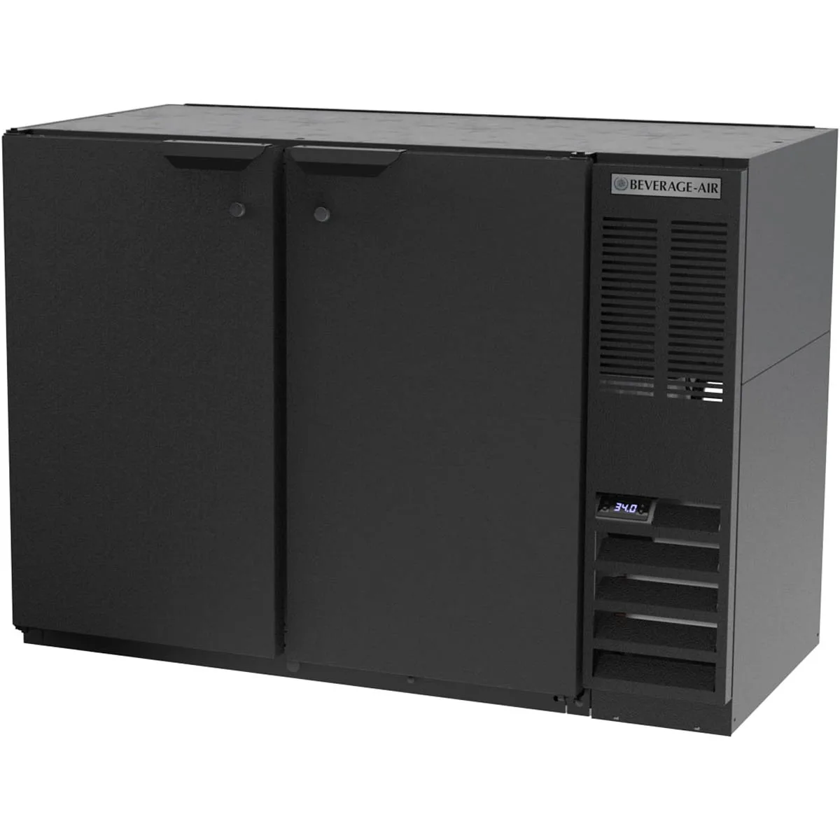 Beverage Air BB48HC-1-B-27 48" 2 Section Black Back Bar Cooler with Solid Door