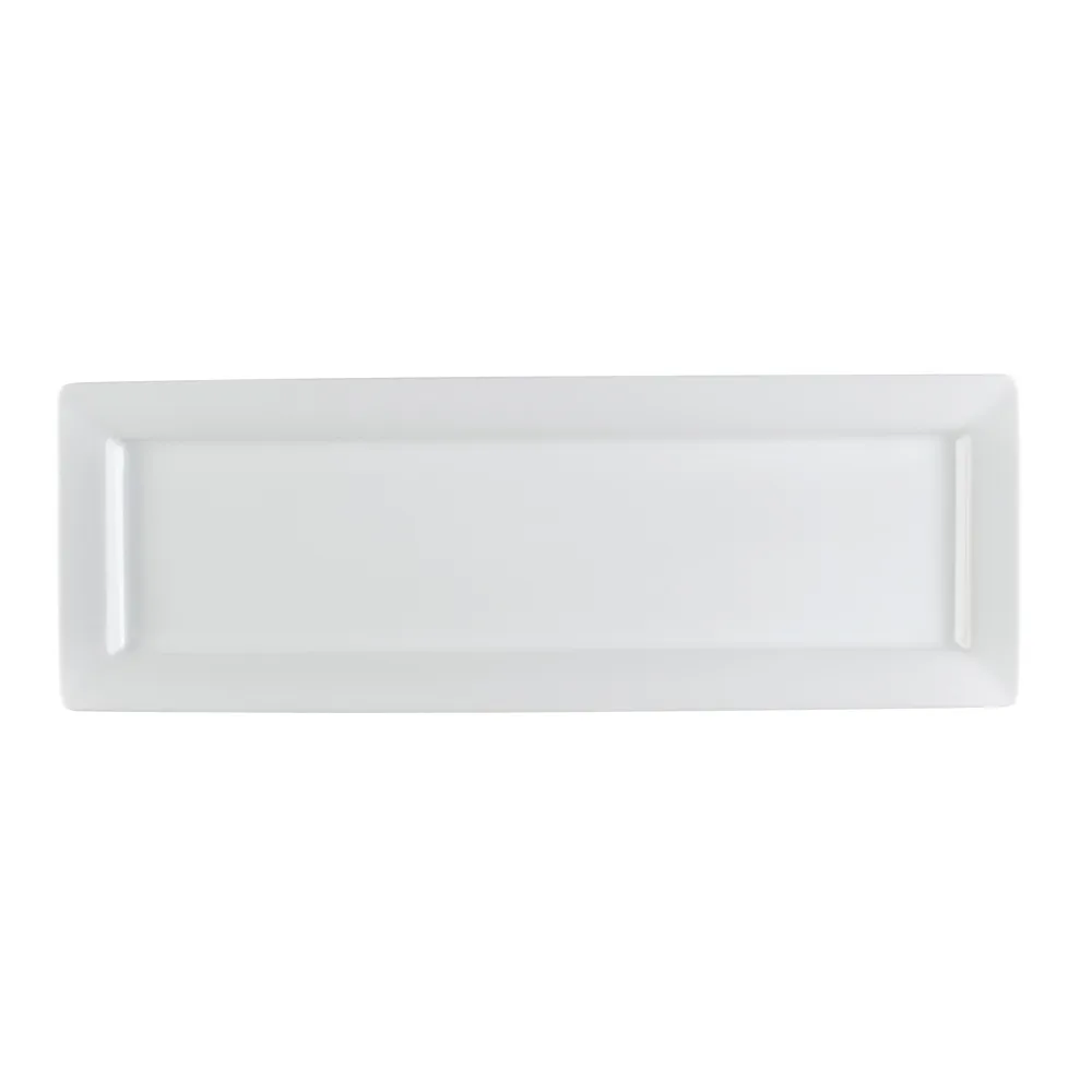 CAC China PNS-461 Platter, 16-1/4" L x 5-1/2" W x 1" H, Rect Deep Rim, White Porcelain - Dozen