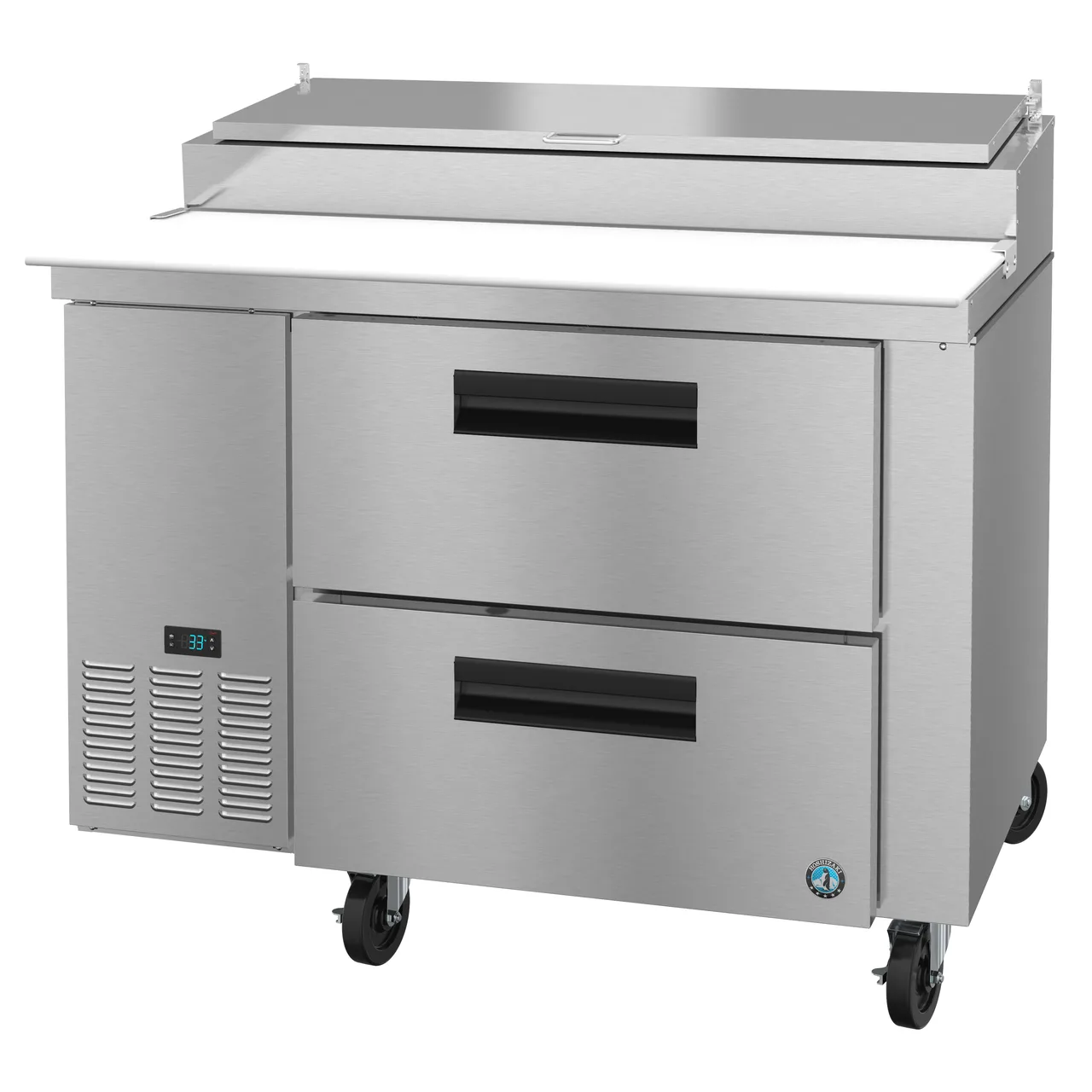 Hoshizaki PR46B-D2 46" 1-Section Refrigerated Pizza Prep Table w/ 2 Drawers, (6) 1/3 Size Pans