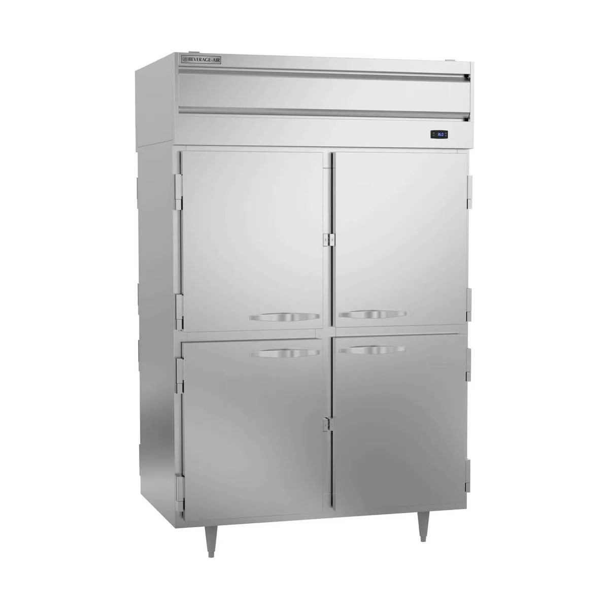 Beverage Air PRD2HC-1AHS 52" 2-Section Pass-Thru Refrigerator w/ 8 Solid Half-Doors, Top Mounted, 48.3 cu. ft.