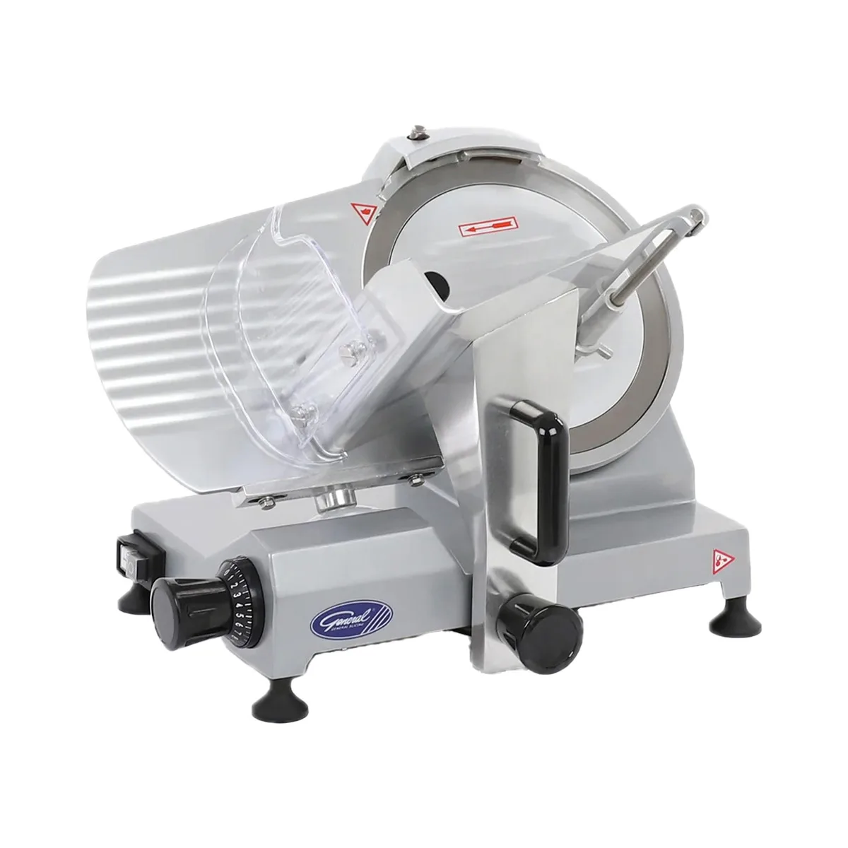 General GSE010 Meat Slicer – 10" Blade, 1/2" Thickness, 1/5 HP, 150W, Belt Drive, Cast Aluminum, Anodized Finish