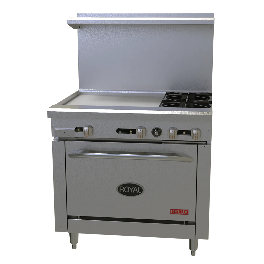 Royal Range of California RDR-4-36-C 36" Gas Restaurant Range w/ (4) Open Burners, (1) Convection Oven, 150.000 BTU