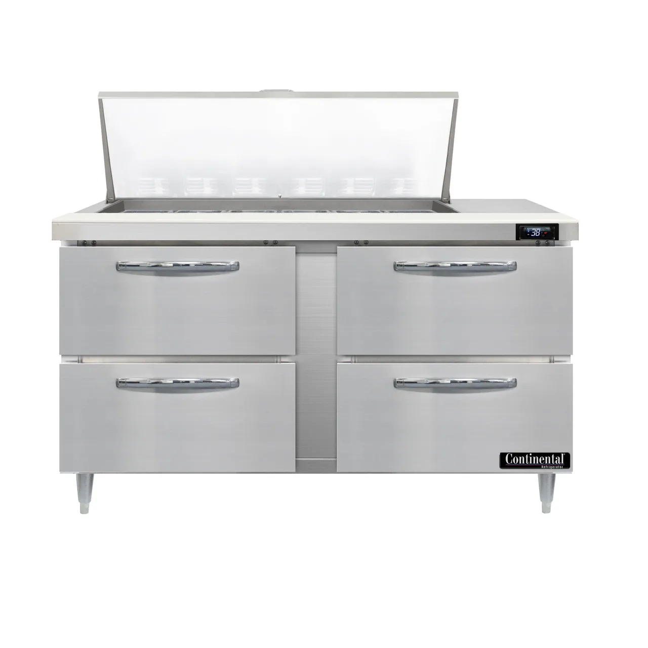 Continental Refrigerator D60N18M-D 60" Mega Top Sandwich Prep Table w/ 4 Drawers, 18 pans