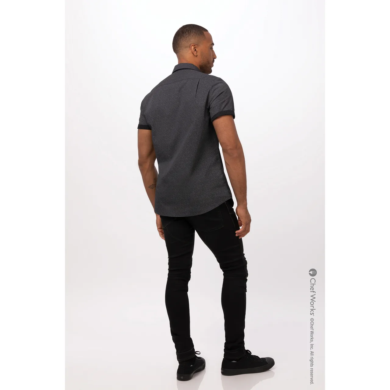 Chef Works SHC07-BLK-2XL Men's Charleston Cook Shirt, 2XLarge, Black, Poly/Cotton