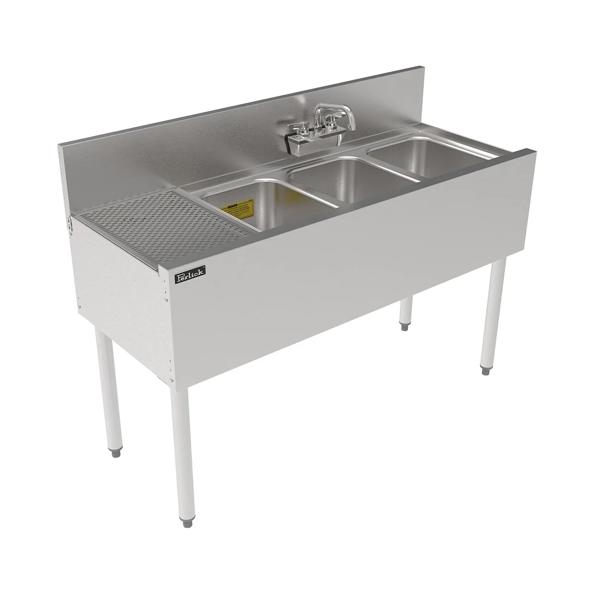 Perlick TS48M3-DBL Underbar Sink Units, 3 Compartment with Left Drainboard