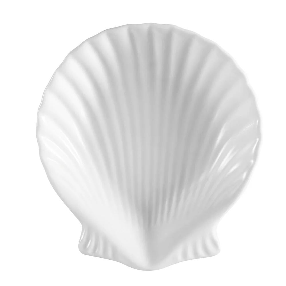 CAC China SD-6 Shell Dish, 6" L x 5-1/4" W x 1-1/4" H Porcelain Super White Bowl - 1 Dozen