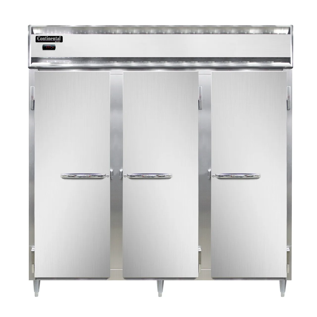 Continental Refrigerator DL3W-SA-PT 3-Section Pass-Thru Heated Holding Cabinet, 72 cu. ft., Stainless Steel Exterior, Aluminum Interior, Solid Doors