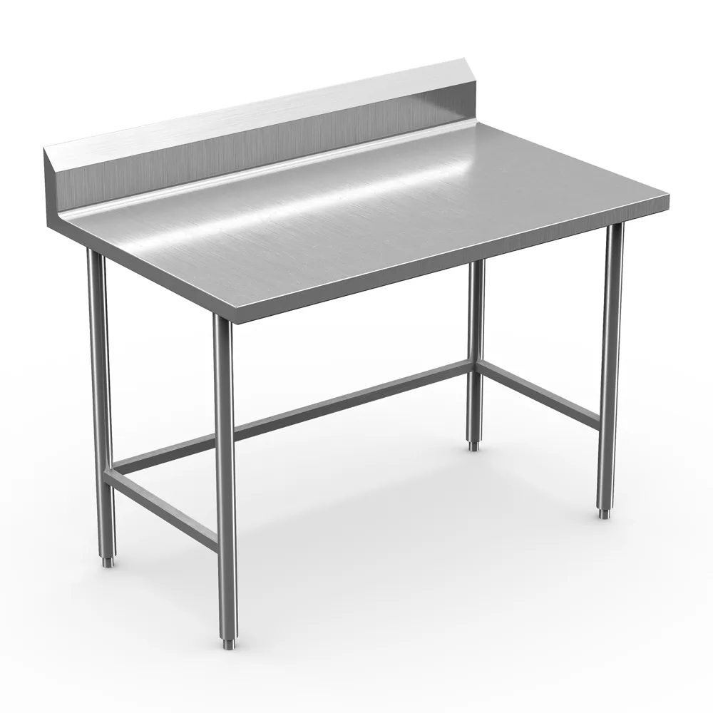 Winholt DTSBB-2448-14 48" Open Base Work Table with Undershelf, 6" Backsplash / 14 Gauge Top