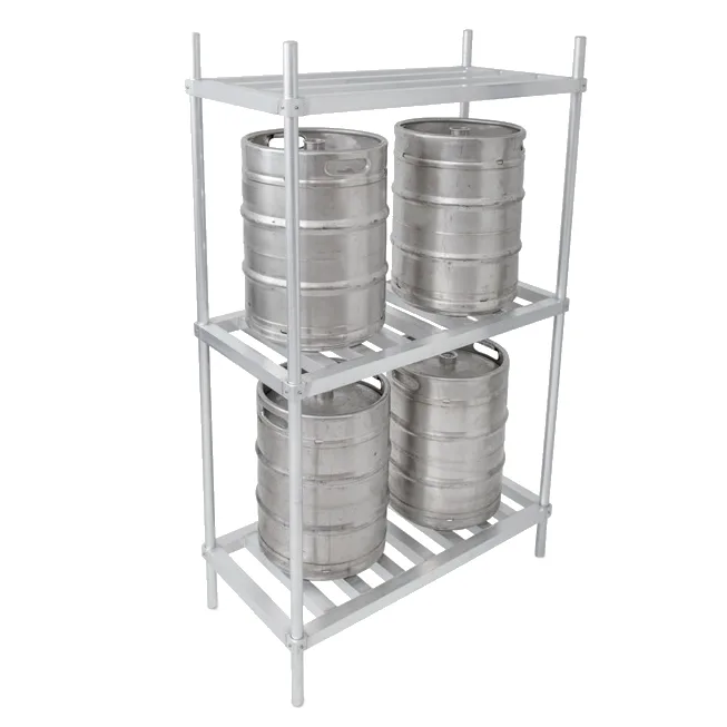 John Boos ALKR-2042 42" Aluminum Keg Rack with 4 Kegs Capacity and 3 Shelves