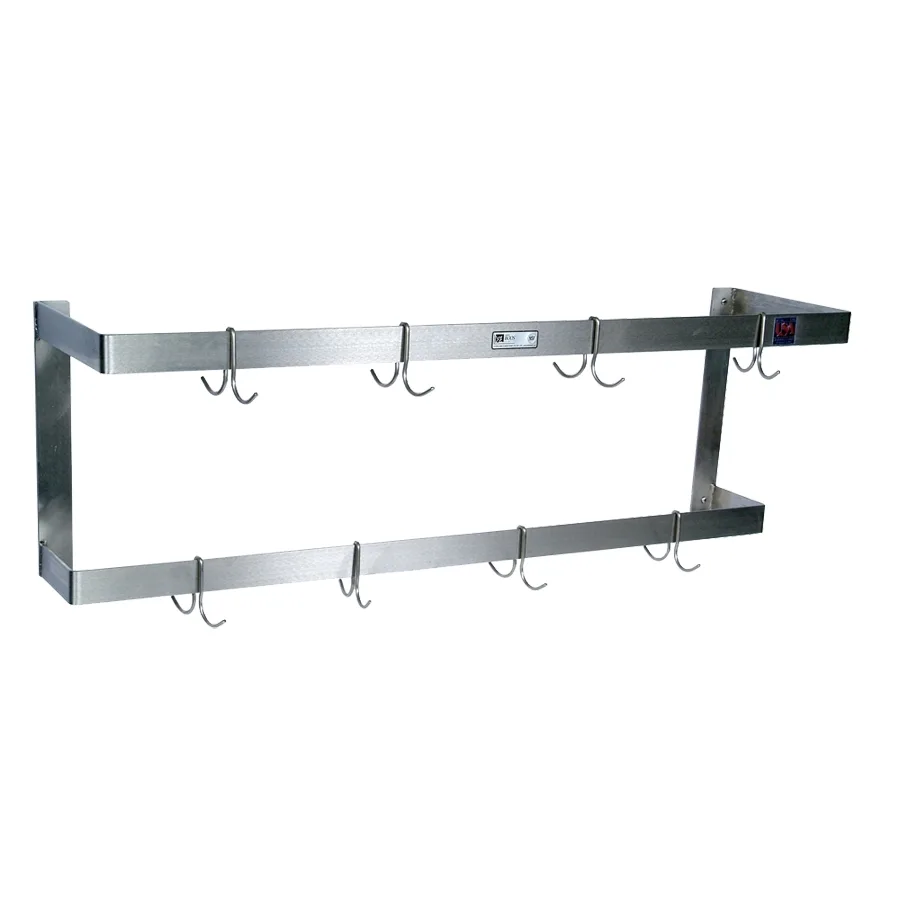 John Boos PRW23-X 72" Stainless Steel Double Bar Wall Mounted Pot Rack - Available in Effingham and Nevada