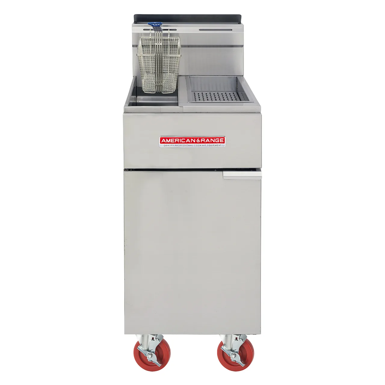 American Range AF-25/DS Full Pot Floor Model Gas Fryer w/ 25 lbs Capacity, Dump Station, 80.000 BTU
