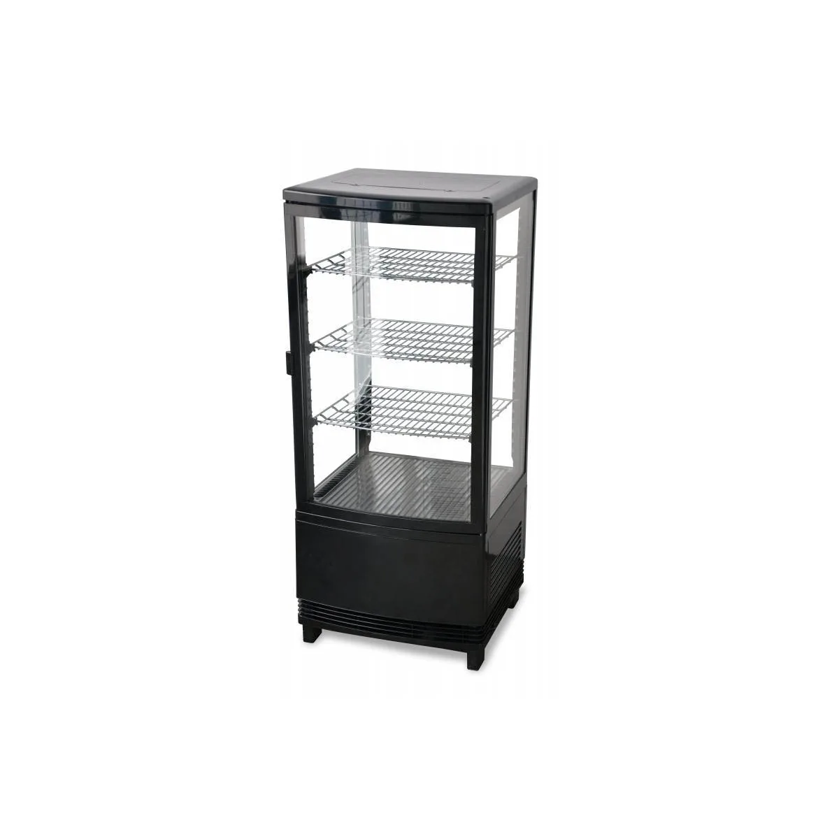 Omcan USA 25826 16" Self Service Countertop Refrigerated Display Case with Hinged Glass Door, 3 Shelves - 2.9 cu. ft. / 180 w