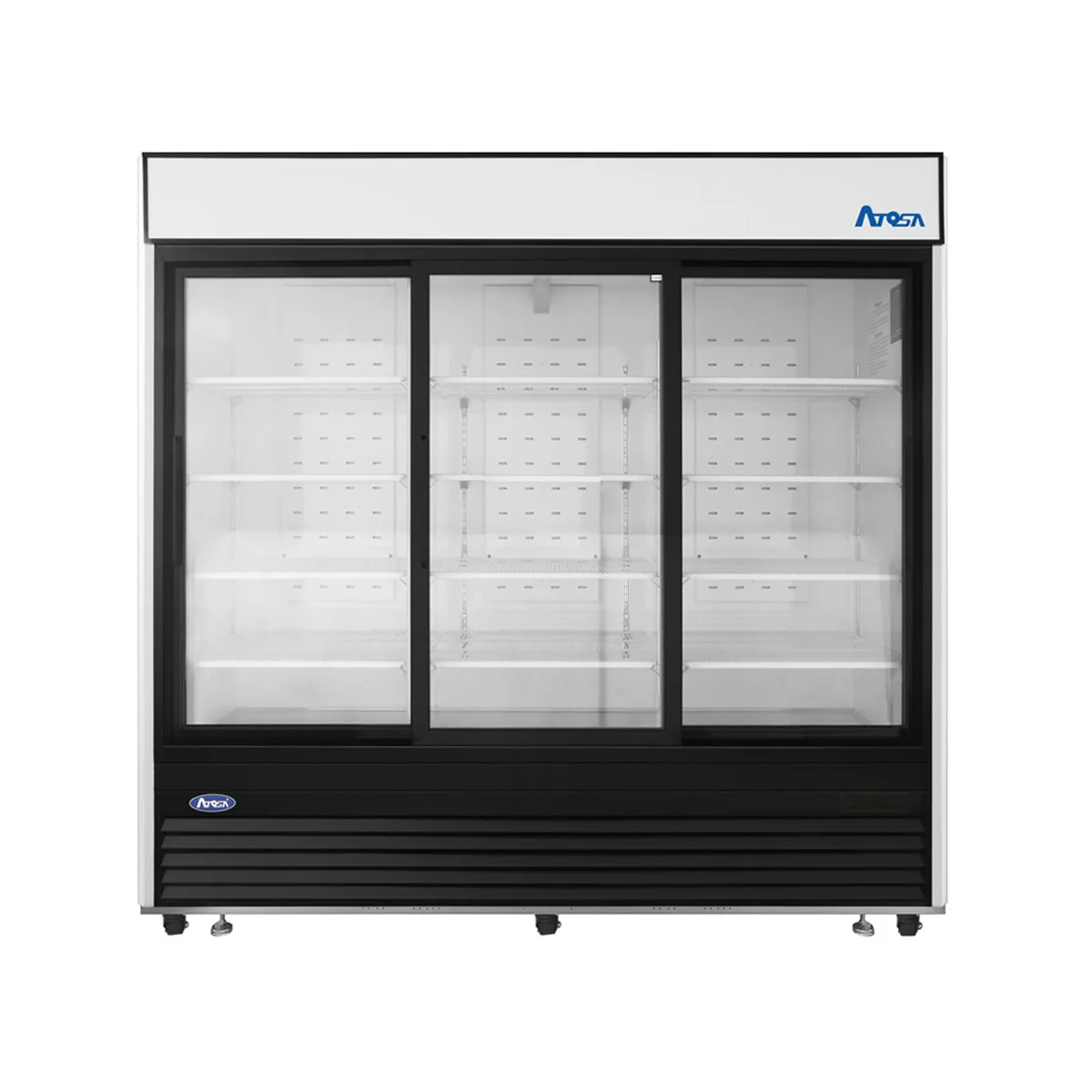 Atosa USA MCF8729GR - 3‑Section Glass Door Merchandiser, 68 cu ft, Black