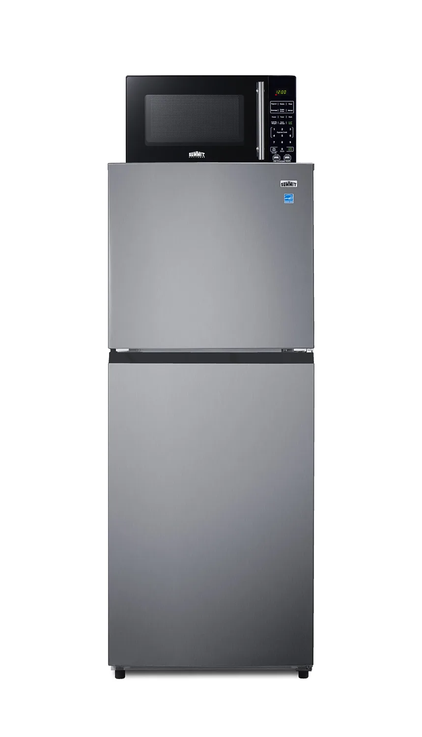 Summit MRF1089PLA 23.25" Breast Milk Refrigerator & Freezer w/ Microwave, Black, Stainless Look, 10.1 cu. ft.