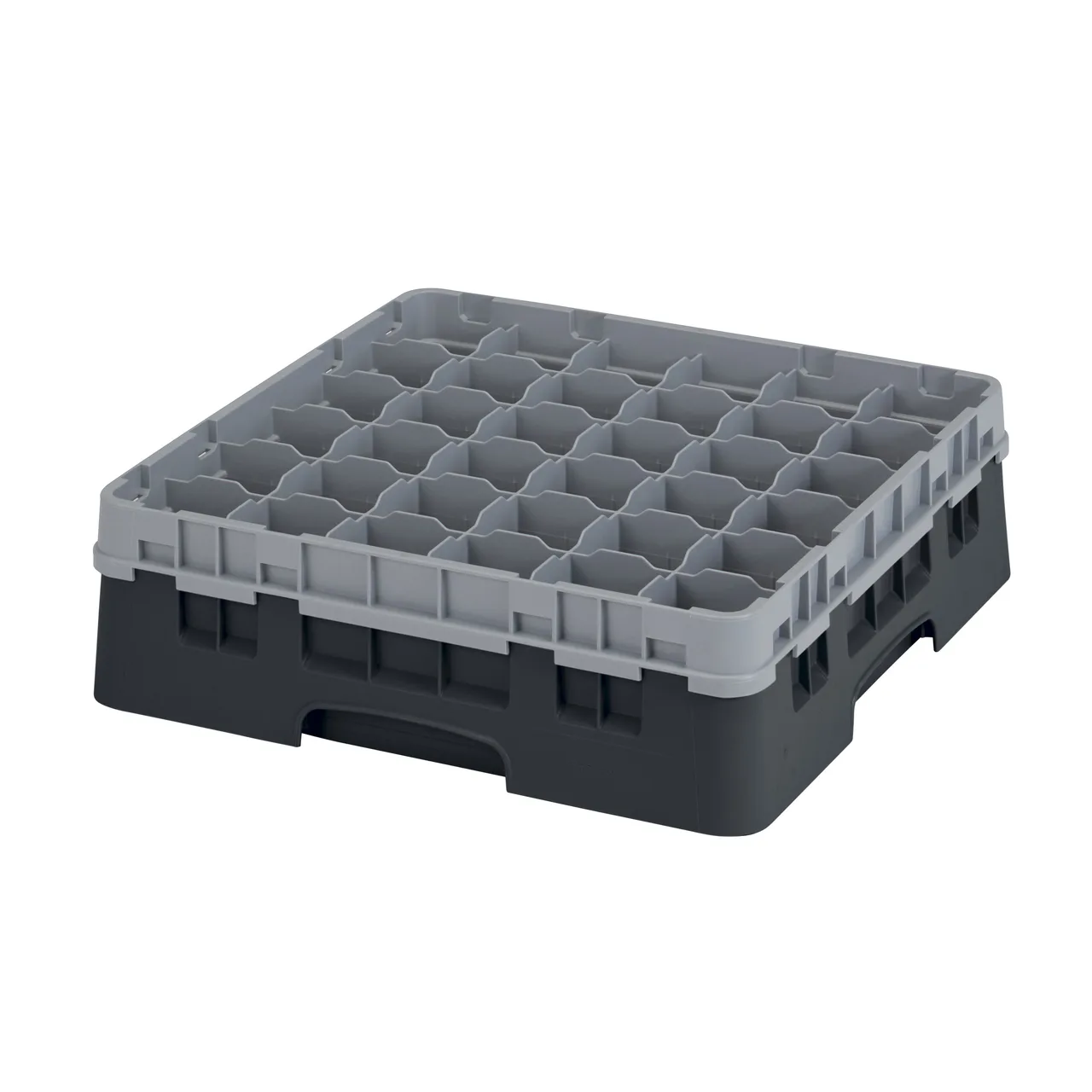 Cambro 36S418110 Camrack Glass Rack, Black, Full Size, 19-3/4 x 19-3/4, 36 Compartments, 2-7/8 Max Dia, HACCP