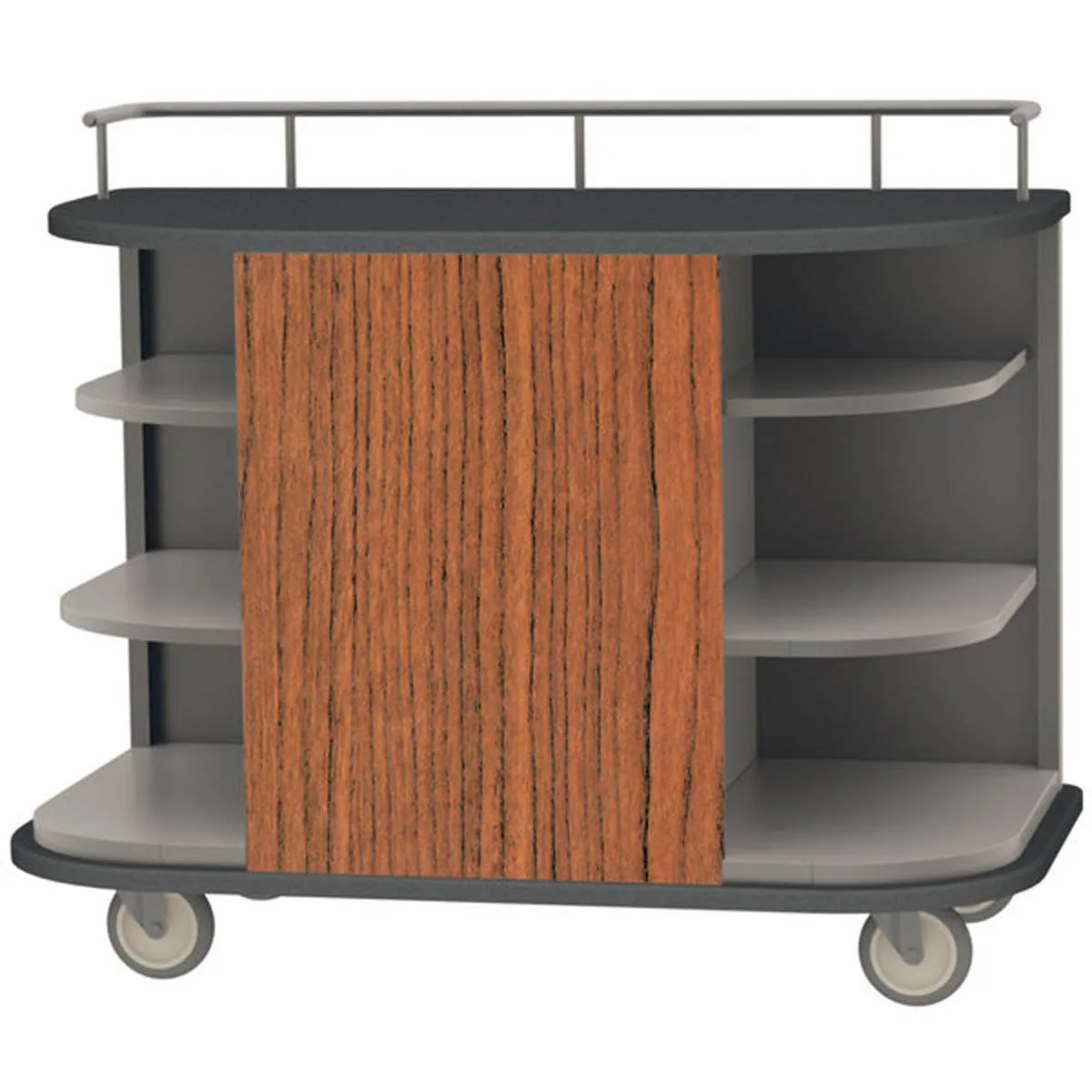 Lakeside 8715 Stainless Steel Self-Serve Compact Hydration Cart w/ 6 Open Corner Shelves 