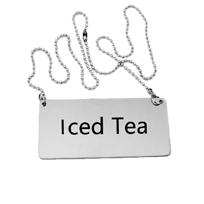 Omcan USA 80136 Hanging Iced Tea Beverage Sign with Chain, Stainless Steel – Coffee Service